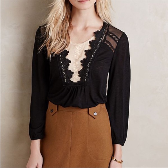 Anthropologie Tops - 💗Anthropologie meadow rue black lace top💗